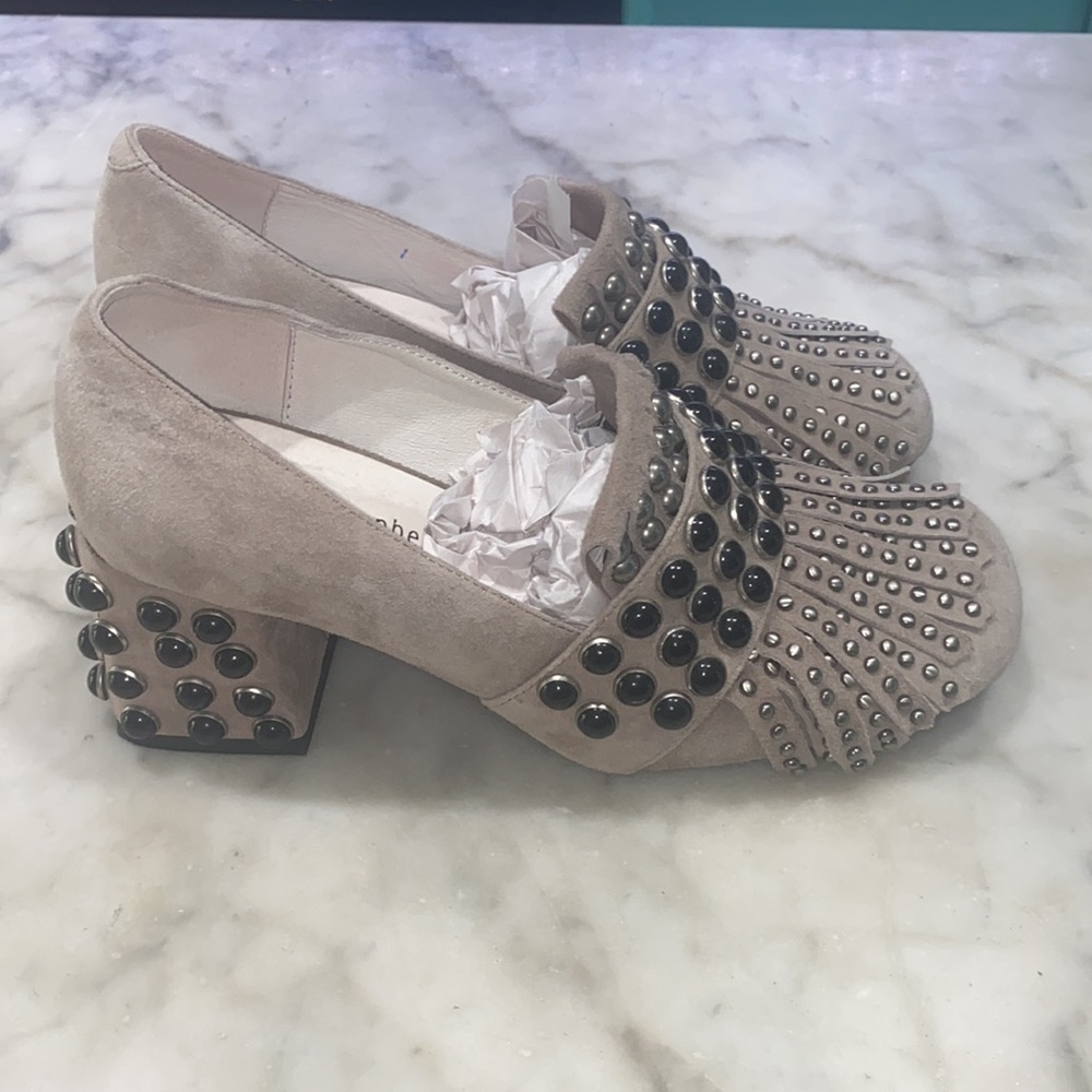 Jeffery Campbell Suede Studded Embellished Chunk Heel Mule - Picture 2 of 16